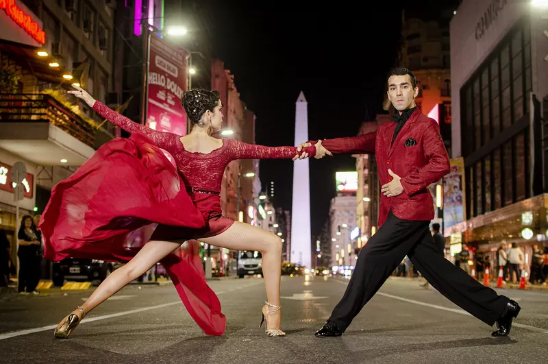 A couple dancing tango in Buenos Aires