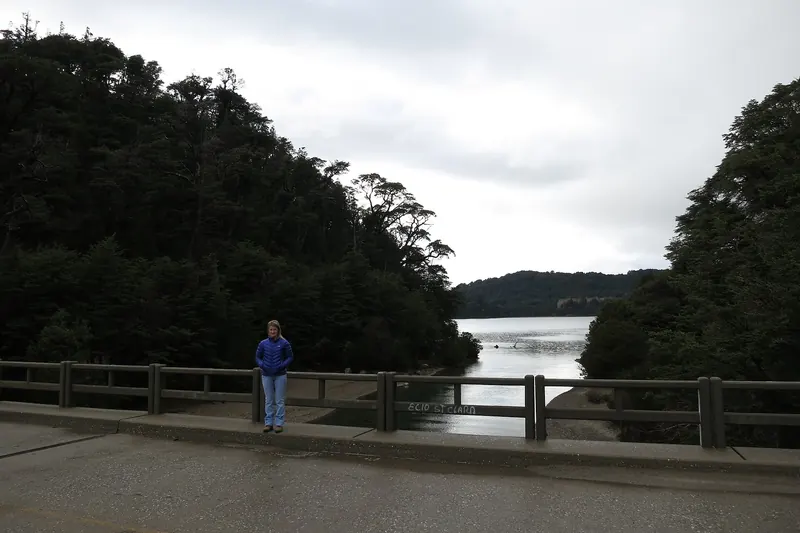 A viewpoint on the Circuito Chico scenic loop with lakes and forested hills