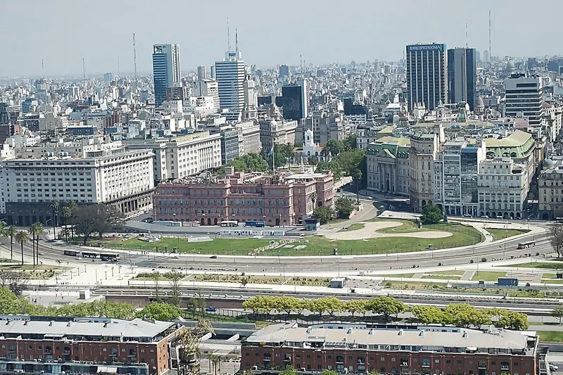 The pink Casa Rosada presidential palace on Plaza de Mayo in Buenos Aires
