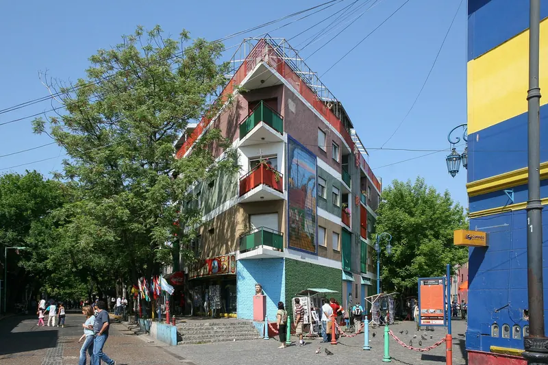 Brightly painted houses on the Caminito street in La Boca