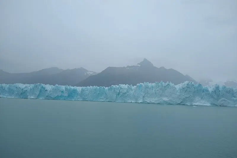 The face of the Perito Moreno Glacier seen from a boat on Lago Argentino