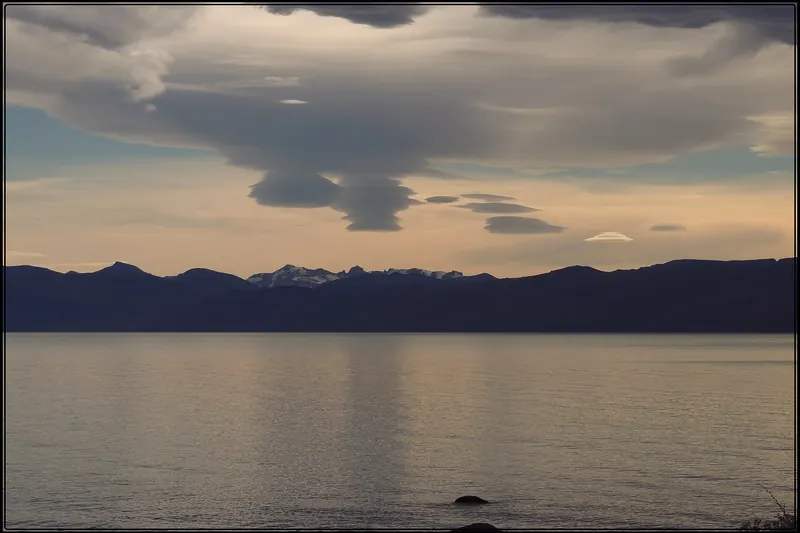 Lago Argentino near El Calafate with mountains across the water