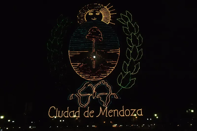 Plaza Independencia in the centre of Mendoza with trees and a fountain