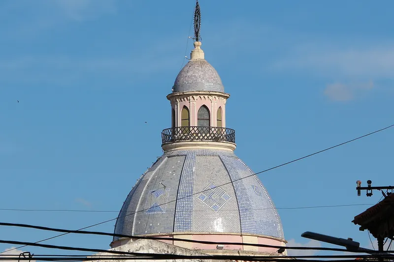 The pink neo-baroque cathedral on the main square of Salta