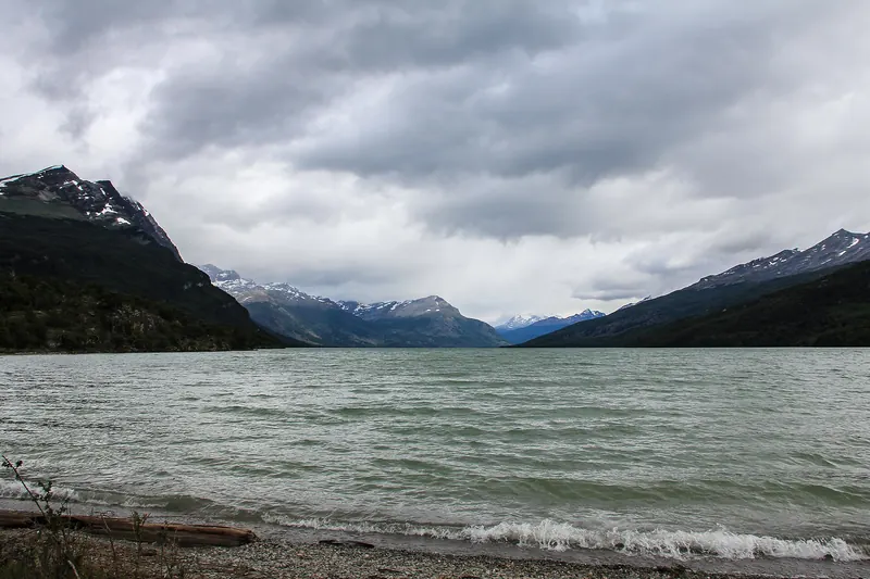 Lago Acigami in Tierra del Fuego National Park with forest and mountains