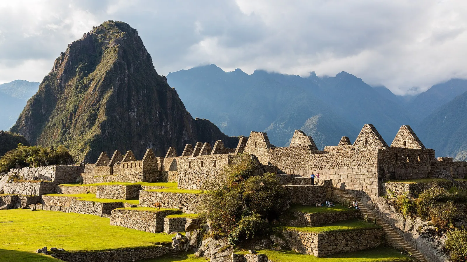Stone terraces and ruins of an ancient citadel on a mountain ridge