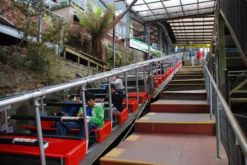 The Scenic Railway and cable cars of Scenic World in Katoomba