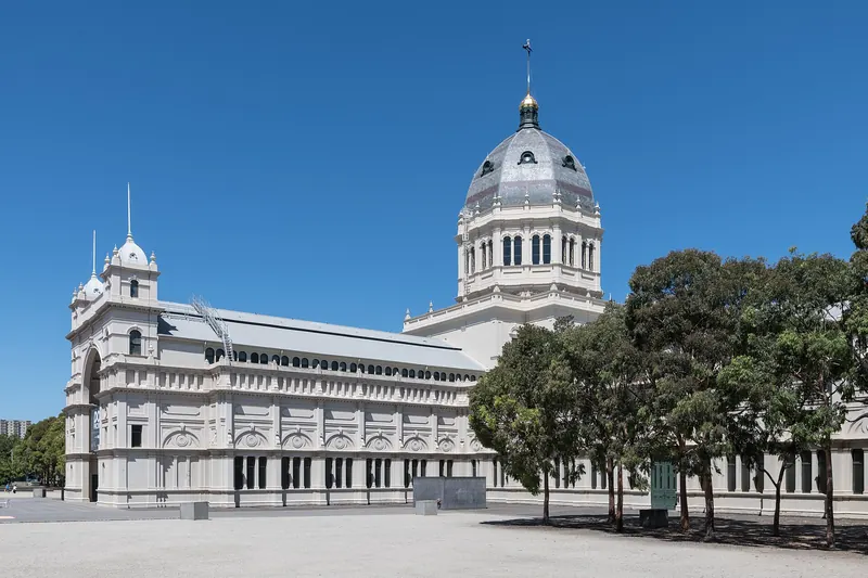 The domed Royal Exhibition Building in the Carlton Gardens in Melbourne