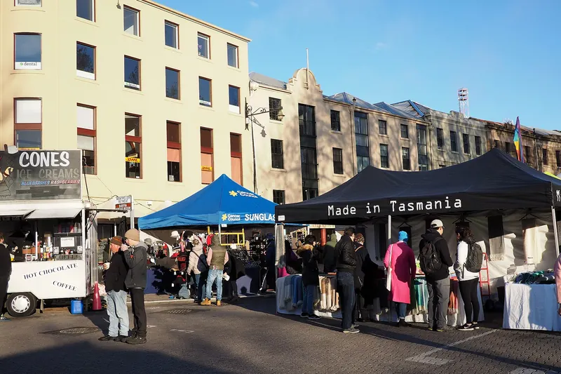 Stalls at the Salamanca Market in Hobart on a Saturday