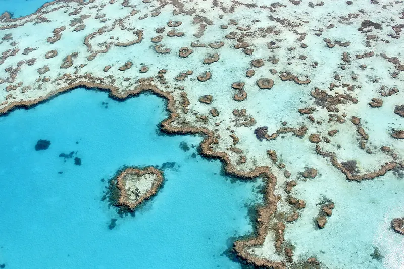 The heart-shaped Heart Reef seen from above, near Hardy Reef