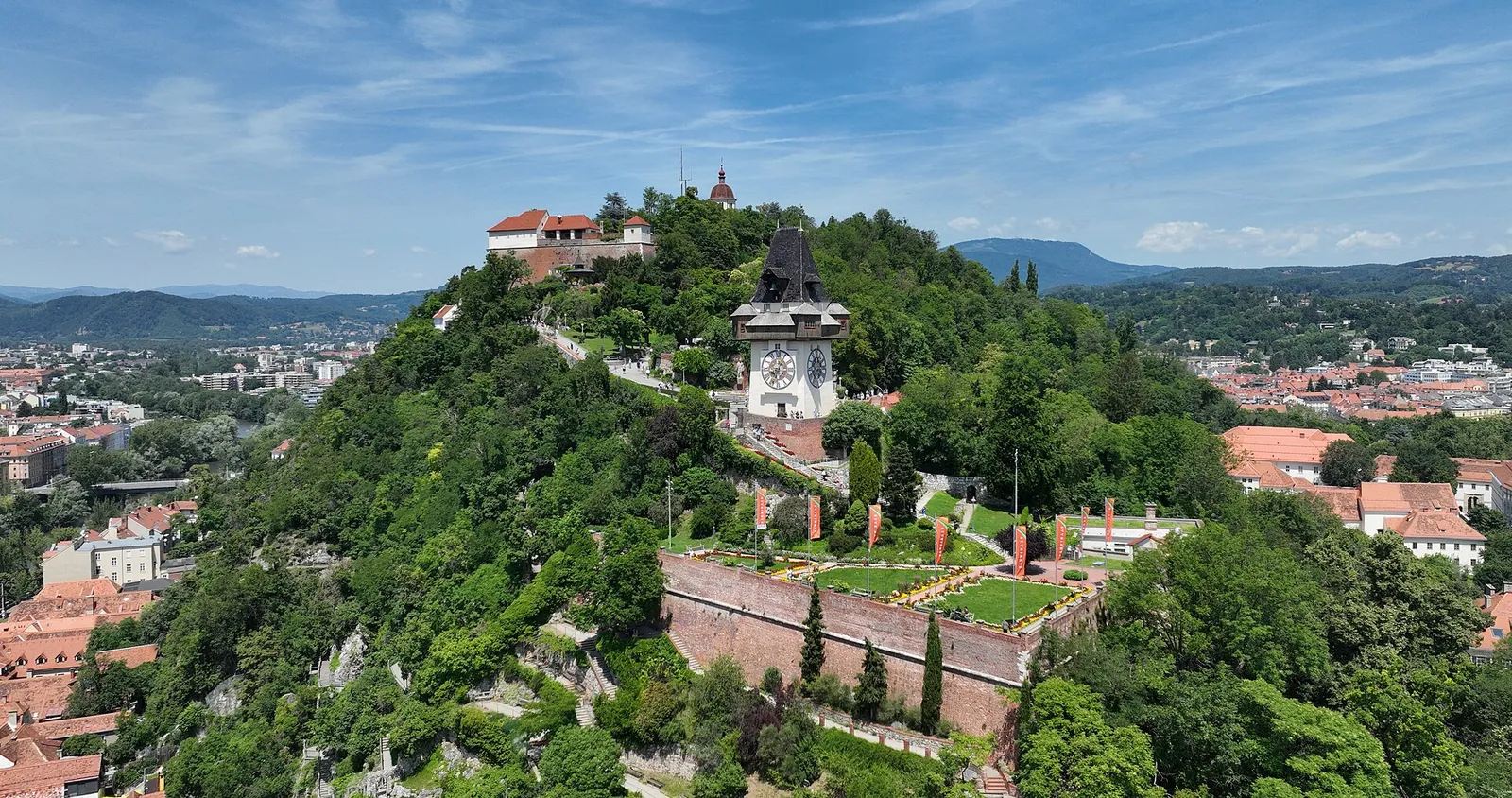 Graz's red-tiled old town seen from Schlossberg hill