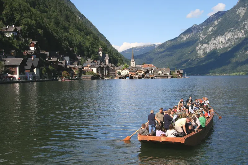 A boat on Hallstättersee, the lake beside Hallstatt village