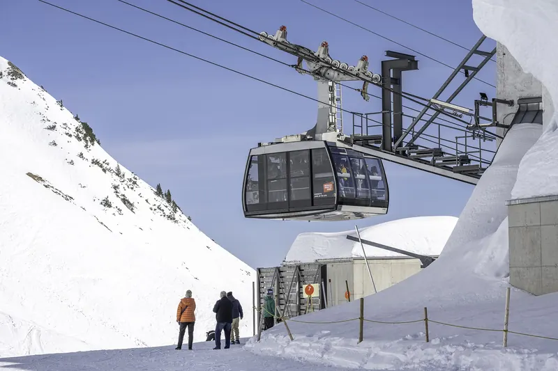 The Nordkette cable car station above Innsbruck, with mountain views