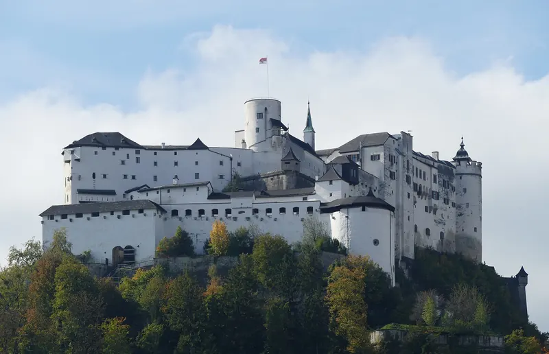 Hohensalzburg Fortress crowning the hill above Salzburg's old town