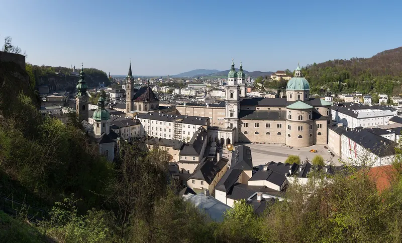 Salzburg's baroque old town beneath the Hohensalzburg Fortress