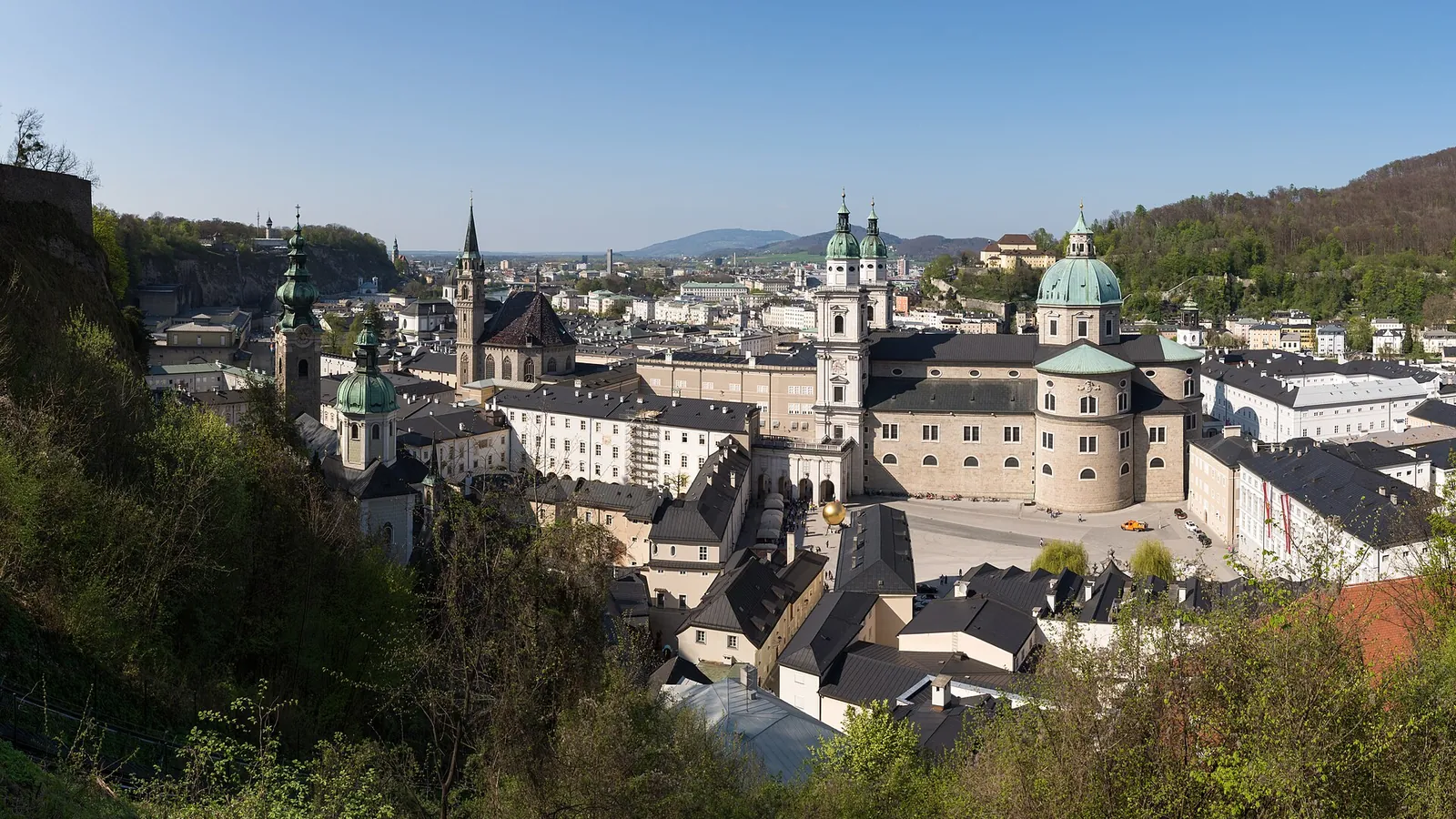 Salzburg's baroque old town beneath the Hohensalzburg Fortress