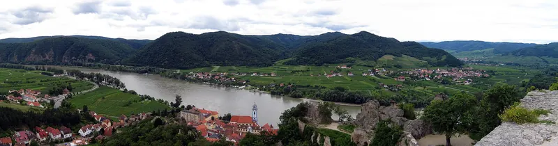 The ruined castle above Dürnstein overlooking the Danube in the Wachau Valley