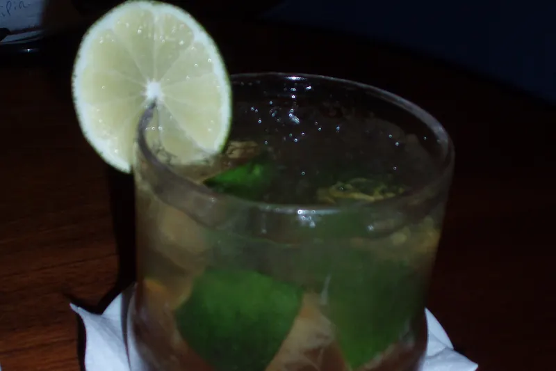 A caipirinha cocktail made with lime, sugar and cachaça