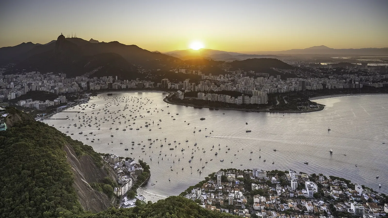 The skyline of Rio de Janeiro with Christ the Redeemer on Corcovado seen from Sugarloaf Mountain