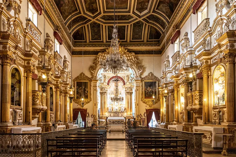 The ornate baroque facade of the Third Order of São Francisco church in Salvador