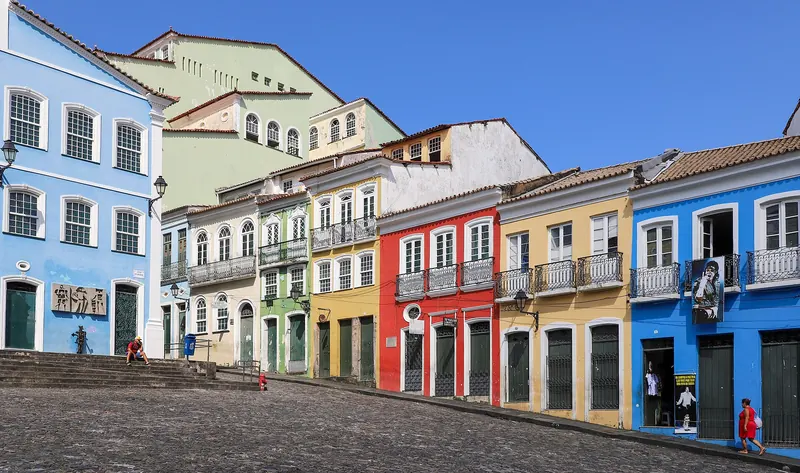 Colourful colonial buildings on the Largo do Pelourinho in Salvador