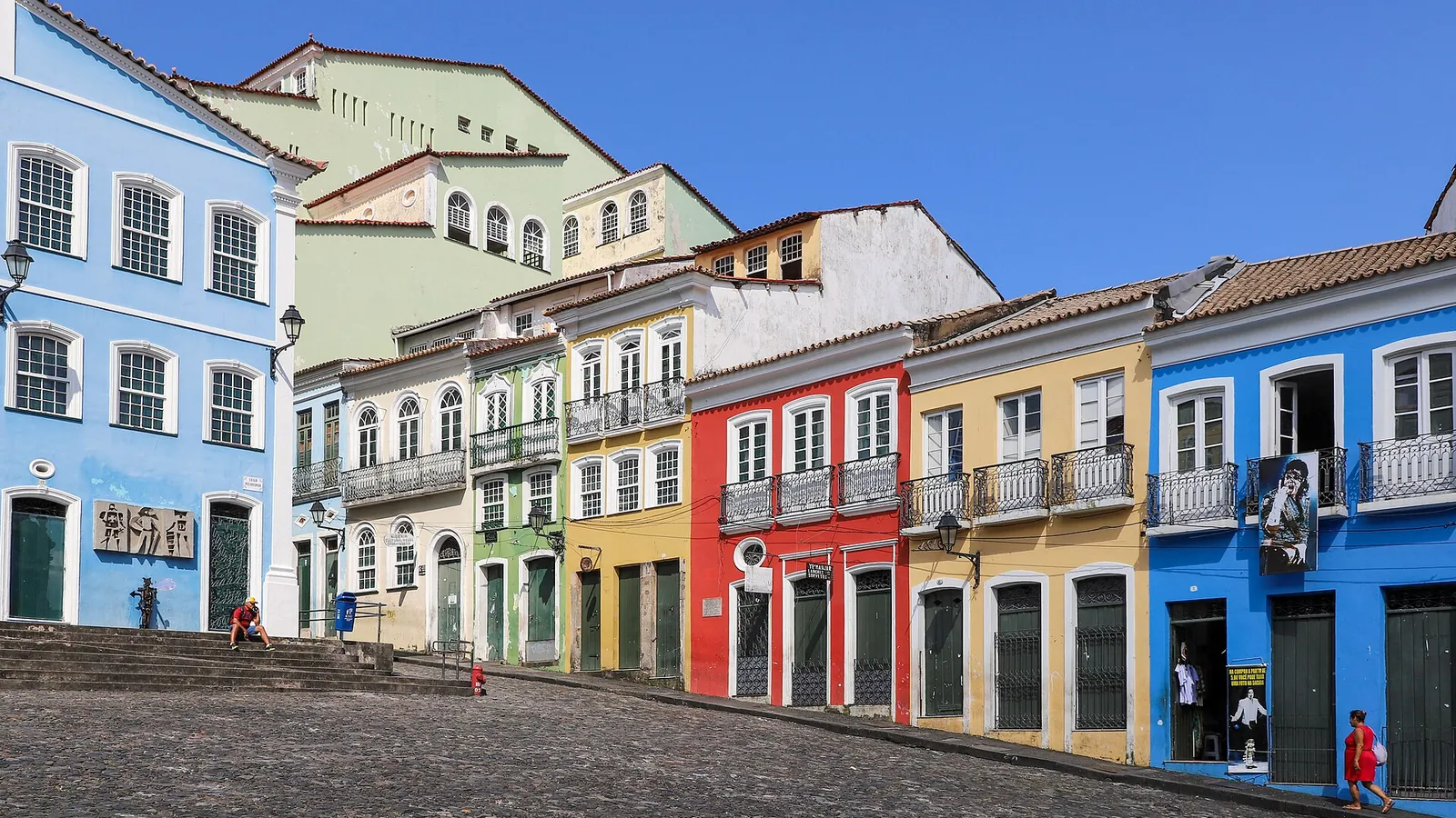 Colourful colonial buildings on the Largo do Pelourinho in Salvador