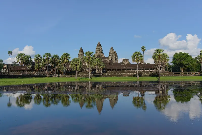 Angkor Wat and its reflection in a pond