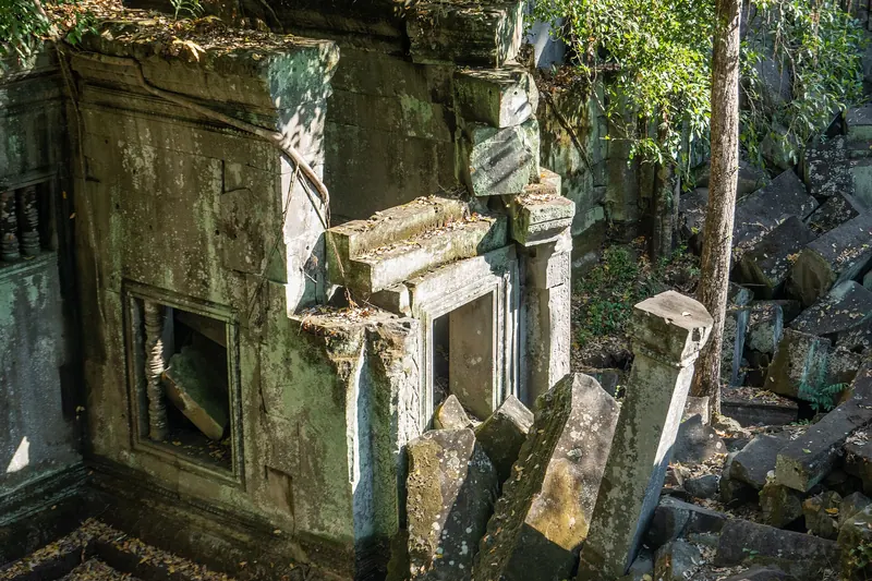 Fallen stones at Beng Mealea