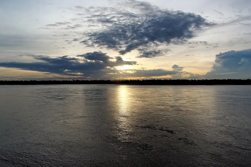 Sunset over the Mekong River at Kratie