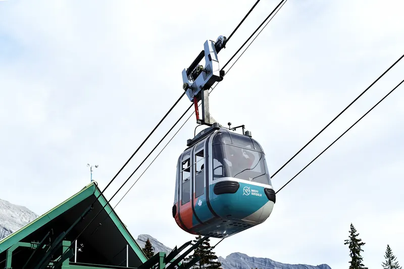 Riding the Banff Gondola up Sulphur Mountain
