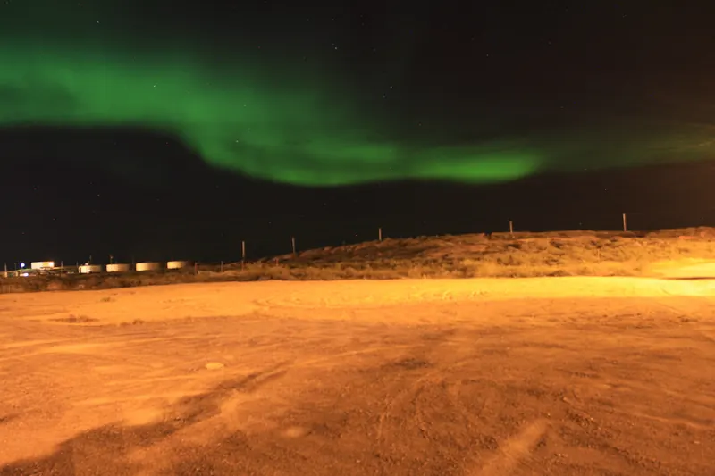 The aurora borealis over the tundra near Churchill
