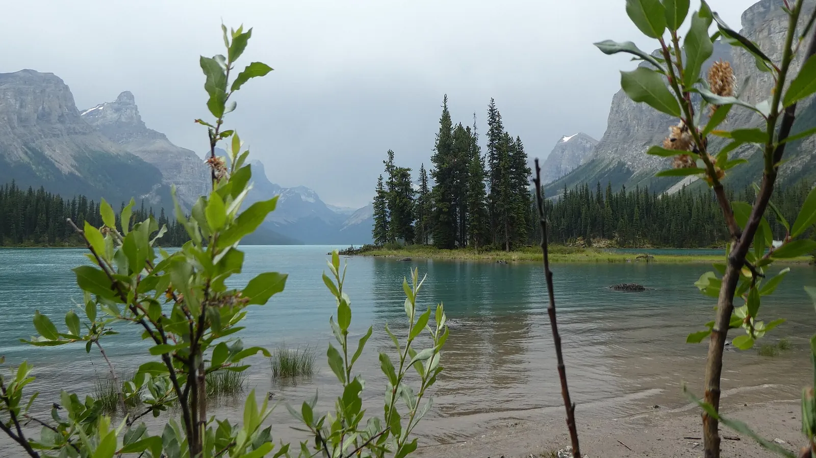 Spirit Island on Maligne Lake in Jasper National Park