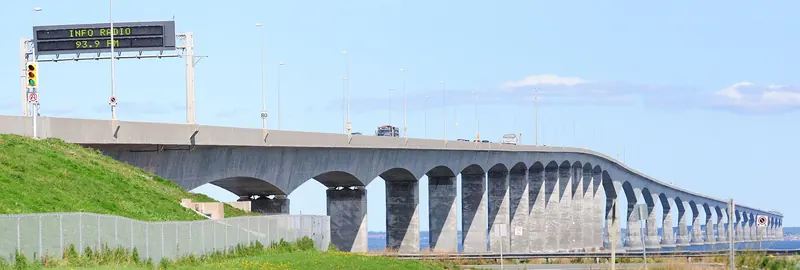 The Confederation Bridge connecting PEI to the mainland