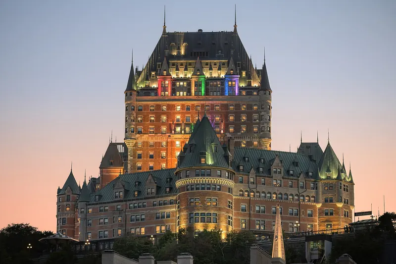 Château Frontenac at dusk above Quebec City