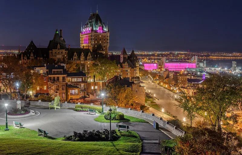 Château Frontenac illuminated at night