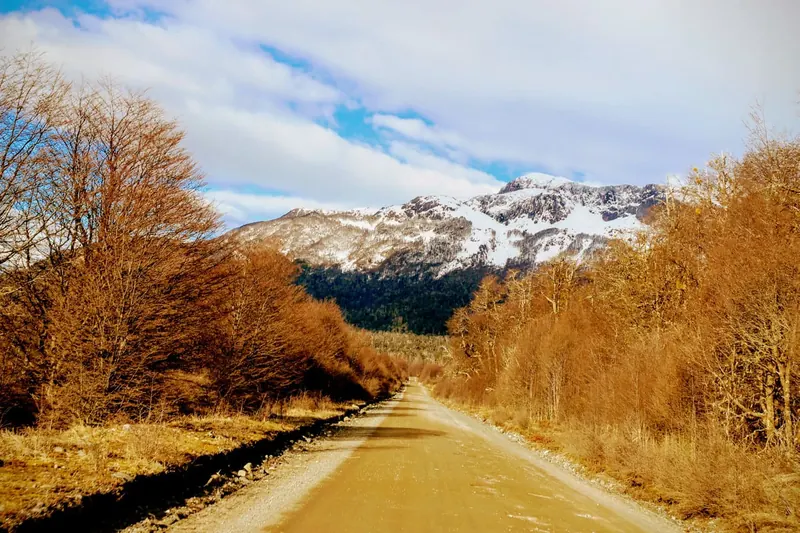 The Carretera Austral winding beneath Cerro Castillo