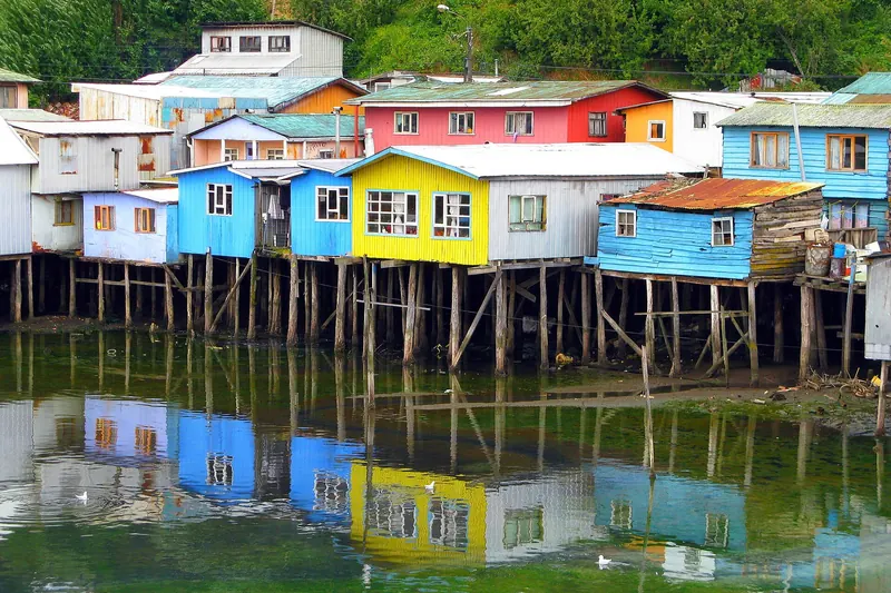 The colourful palafito stilt houses of Castro