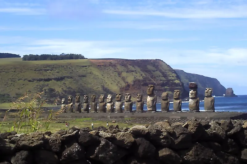 The row of moai at Ahu Tongariki on Easter Island