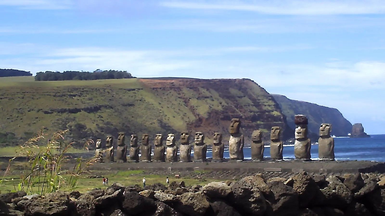 The row of moai at Ahu Tongariki on Easter Island