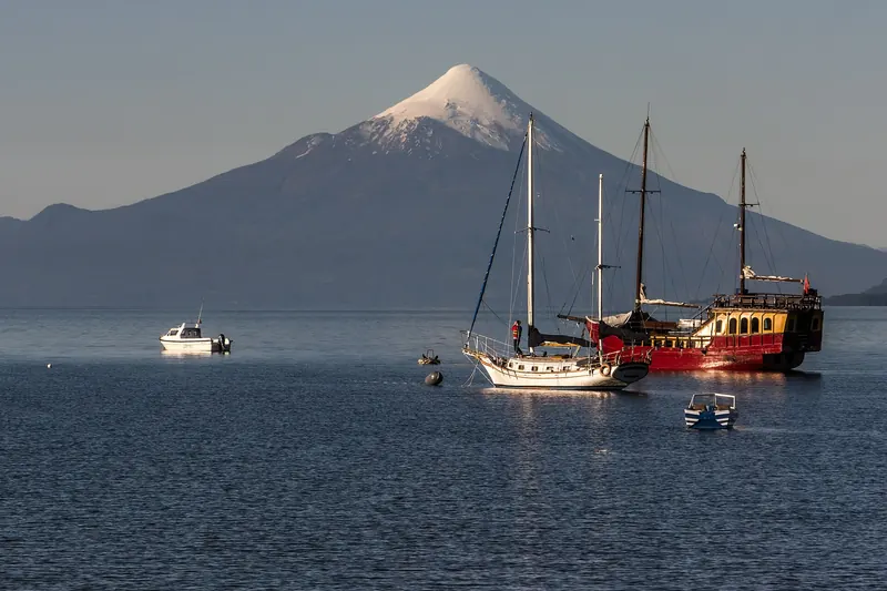 Osorno volcano rising behind Puerto Varas
