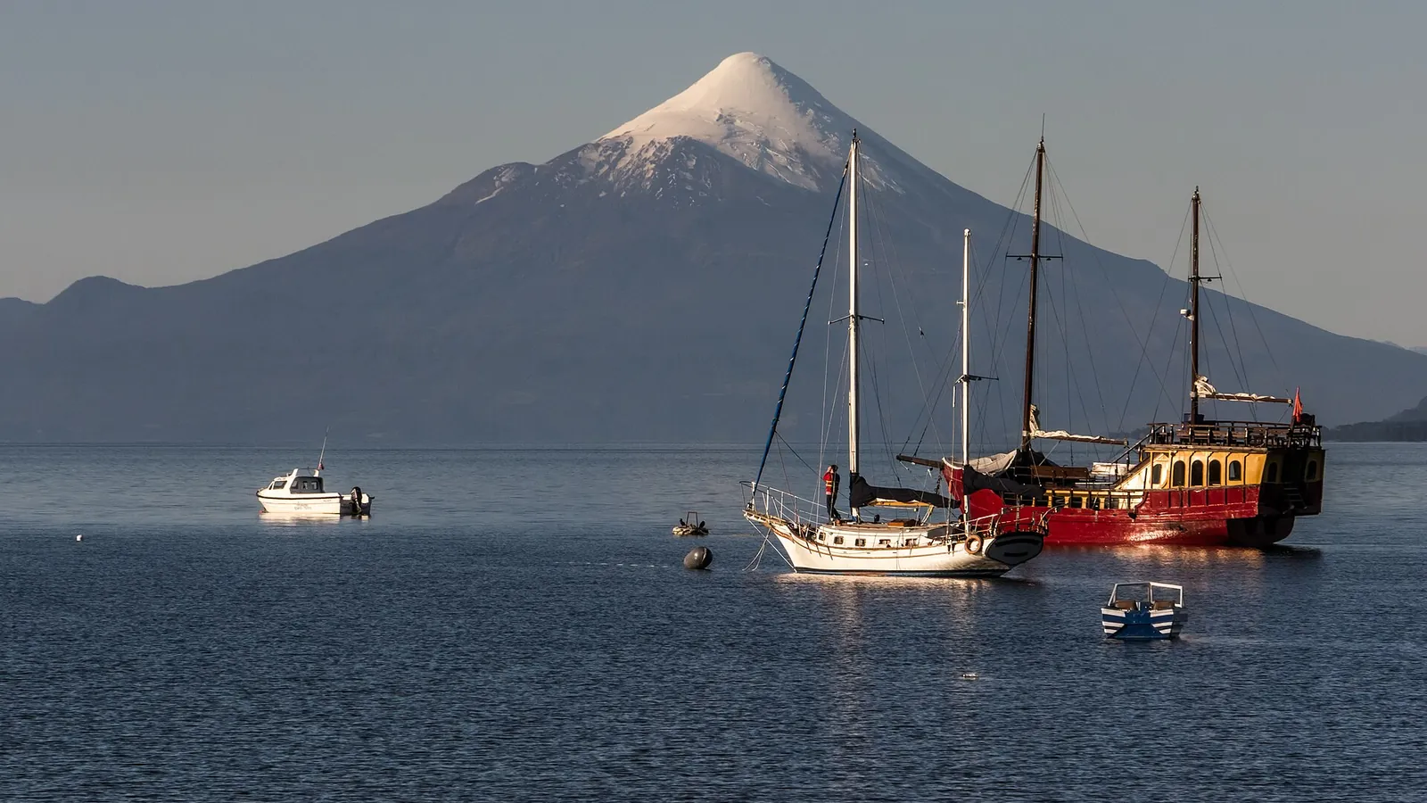 Osorno volcano rising behind Puerto Varas