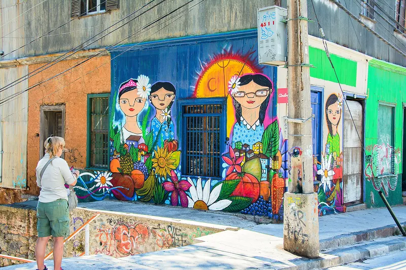 Street art on a Valparaiso hillside