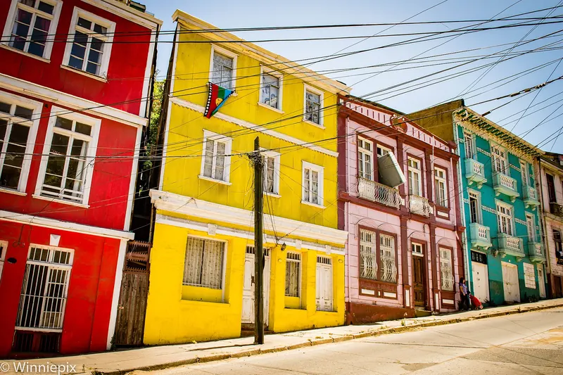 Colourful houses on a hillside in Valparaiso