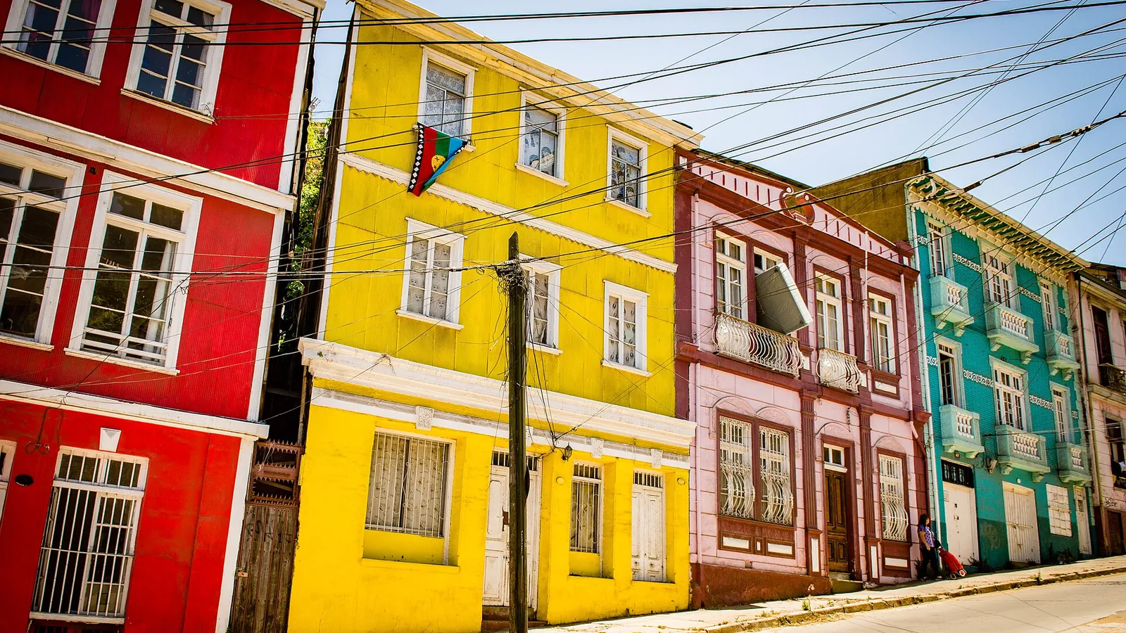 Colourful houses on a hillside in Valparaiso