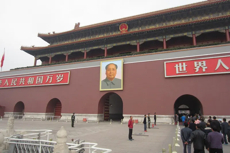 The portrait of Mao Zedong on the Tiananmen Gate tower