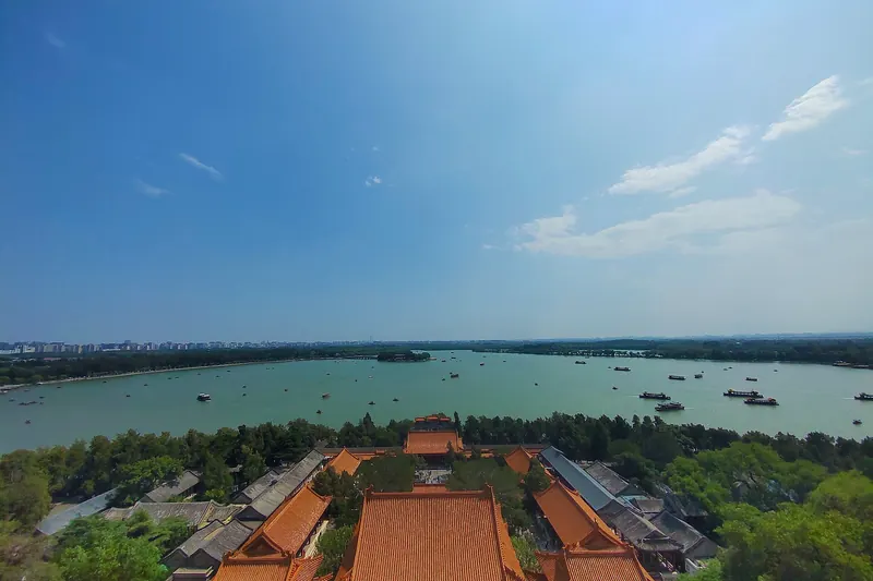 Kunming Lake at the Summer Palace with Longevity Hill and its pagoda behind