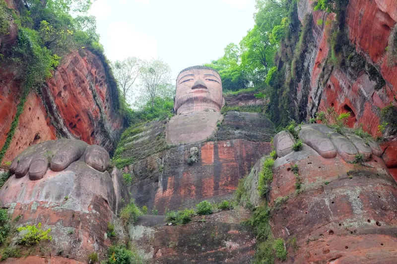 The 71-metre Leshan Giant Buddha carved into a cliff face