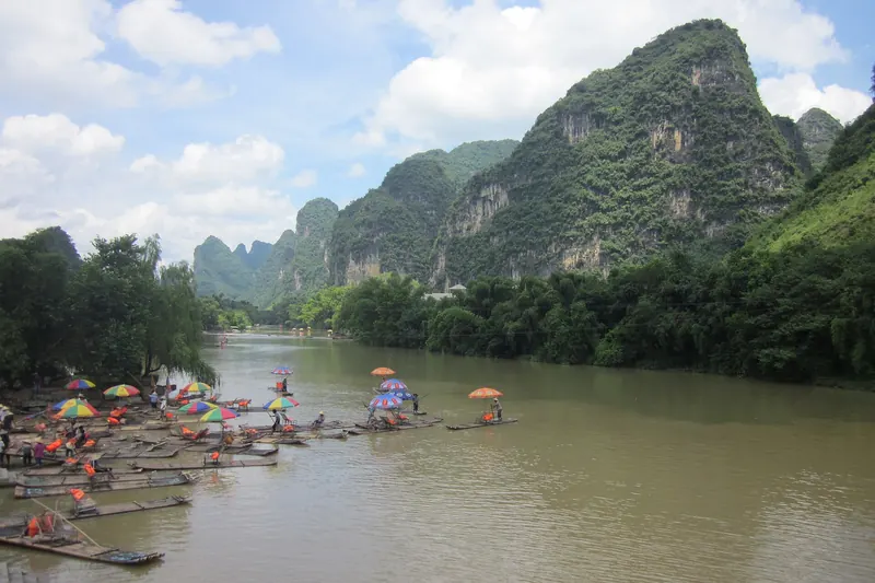 A cruise boat's view of karst peaks along the Li River