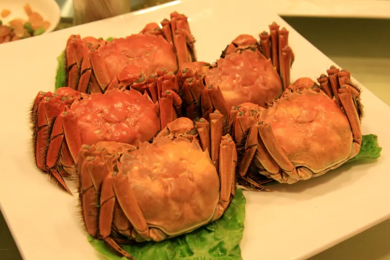 A steamed Shanghai hairy crab served with ginger vinegar