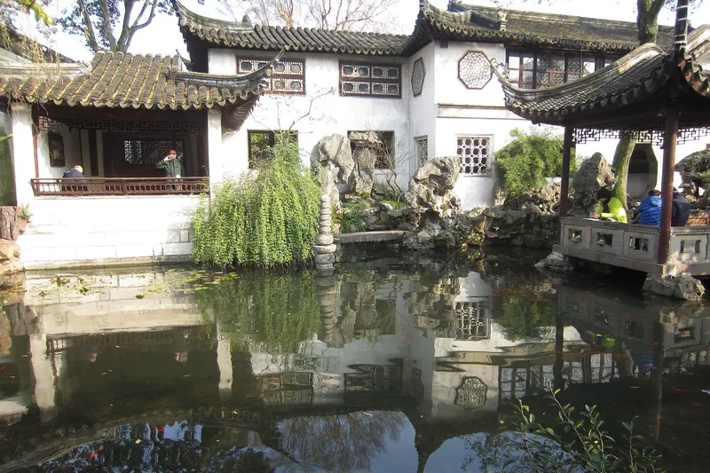 Rockery and architecture inside the Lingering Garden
